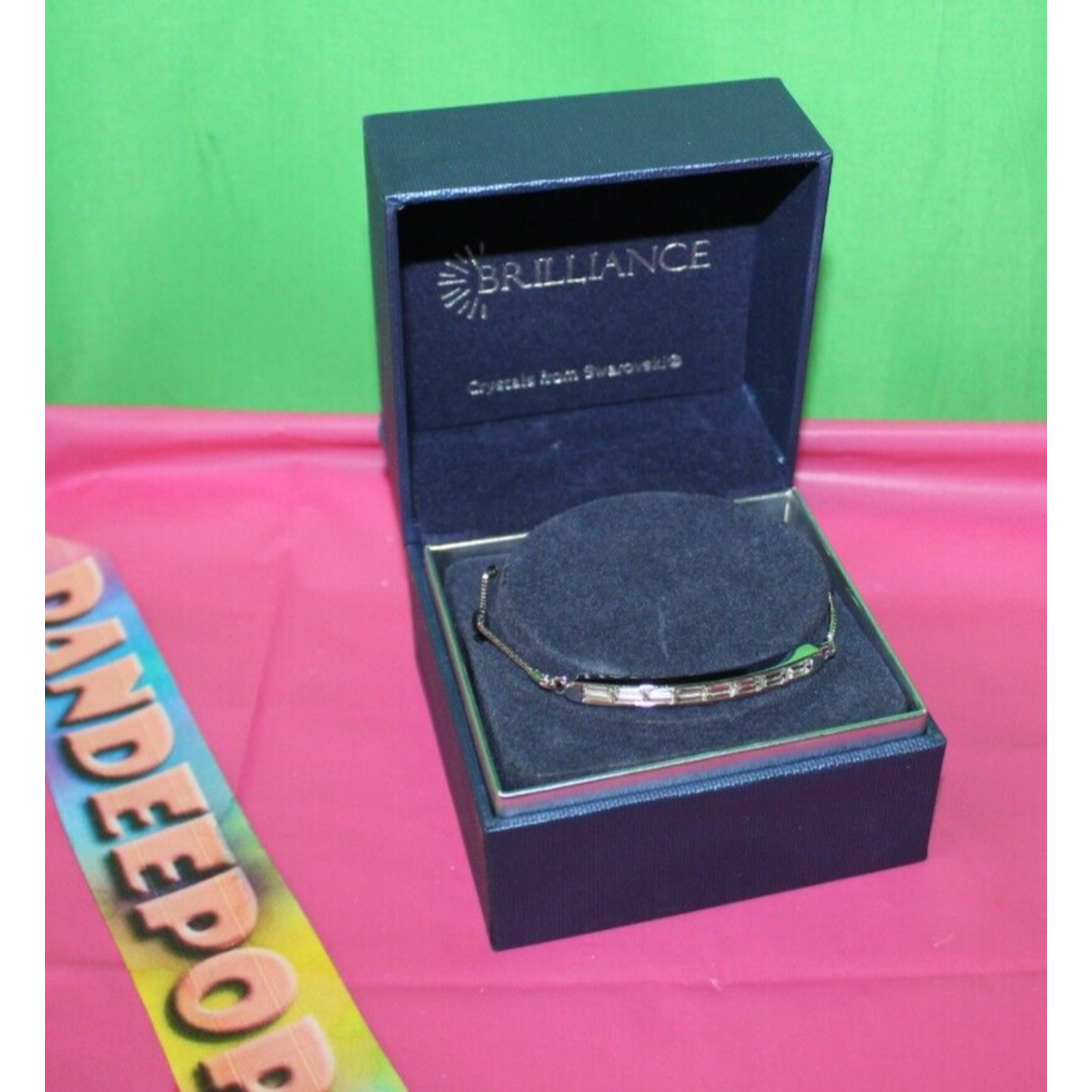 Brilliance Swarovski Crystals Fine Silver Plate Bracelet Jewelry 327-50-52 Boxed